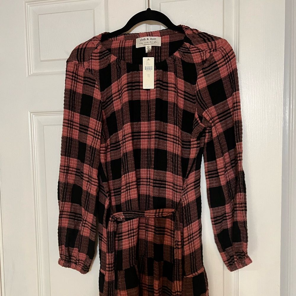 Anthropologie Cloth And Stone Daia Plaid Mini Dress Size XS - Picture 3 of 9